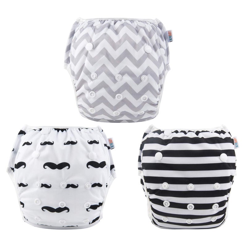 Alva Baby Swim Diapers 3pcs Reuseable Washable & Adjustable for Swimming Lesson & 0-2 Years Baby Boy Girl 3SWY01 - Image 2